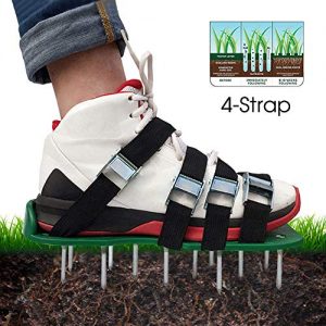shsyue Lawn Aerator Shoes, 4 Adjustable Straps Universal Size ，4 Aluminum Alloy Buckles Spiked Aerating Lawn Sandals, 26 Nails for Aerating Your Lawn or Yard