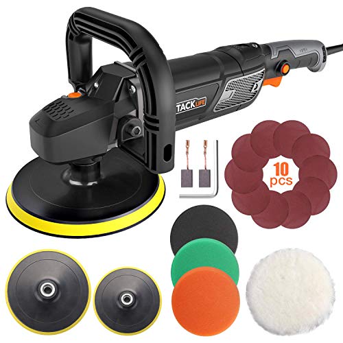 Polisher, TACKLIFE Buffer Polisher 7-Inch 12.5Amp, With 6 Variable Speeds, Digital Screen, Lock Switch, Detachable Handle, Ideal For Car Sanding, Polishing, Waxing, Sealing Glaze - PPGJ01A