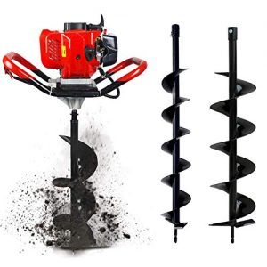ECO HOUSE 52cc 2.4HP Gas Powered Post Hole Digger with Two Earth Auger Drill Bit 4" & 6"