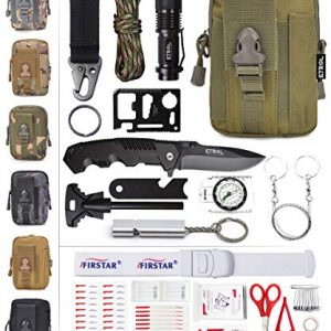 ETROL 22-in-1 Emergency Survival Kit, First Aid Kit, Upgraded Tactical IFAK Molle Pouch Prepper Pocket Compatible Outdoor Kits for Camping, Car, Earthquake, Boat, Hunting, Hiking, Home, Backpack