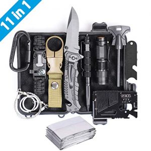 Airand Emergency Survival Kit, 11-in-1 Survival Gear, Birthday Gifts for Men Dad Him, Outdoor Survival Tool with Bracelet, Fire Starter, Tactical Knife Pen Small Flashlight - Ideal for Camping, Hiking