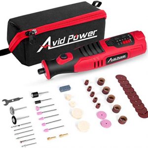 Avid Power Cordless Rotary Tool 8V Li-ion with 2.0 Ah Battery, 5-Speed, 4 Front LED Lights and 60pcs Accessories Kit for Carving, Engraving, Sanding, Polishing and Cutting