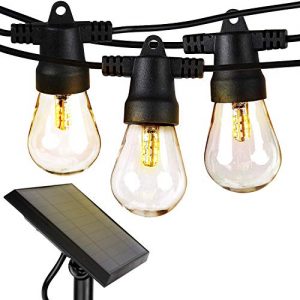 Brightech Ambience Pro - Weatherproof, Solar Power Outdoor String Lights - 27 Ft Hanging Edison Bulbs Create Bistro Ambience In Your Yard - Commercial Grade, Shatterproof - 1W LED, Warm White Light
