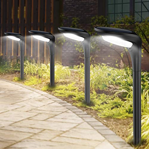 Outdoor Solar Pathway Lights Landscape Path Light with 2 Modes [Cool White & Warm White] Waterproof LED Spot Lighting Solar Powered Ground Lights for Garden Driveway Lawn Decorations,4 Pack