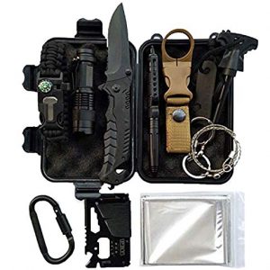 Lit Fitness Survival Kits 12-in-1 Emergency Survival Kit, Including Rock Climbing Gear, Emergency Blankets, Survival Bracelet, Tactical Pen, Tactical Flashlight, Gift Sets for Men