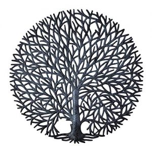 It's Cactus Haitian Tree of Life Wall Plaque, Decorative Kitchen Metal Wall Hanging Art, Indoor or Outdoor Plaque, Handmade in Haiti, NO Machines Used, 24 in. x 24 in. (Tranquility Tree)