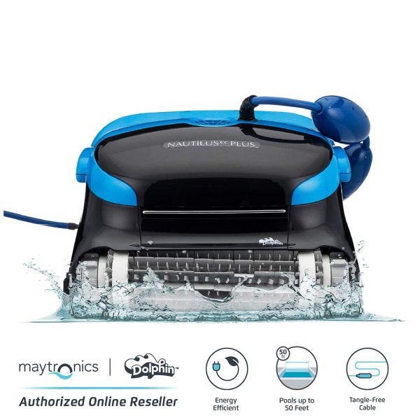 Dolphin Nautilus CC Plus Automatic Robotic Pool Cleaner with Easy to Clean Large Top Load Filter Cartridges and Tangle-Free Swivel Cord, Ideal for In-ground Swimming Pools up to 50 Feet.