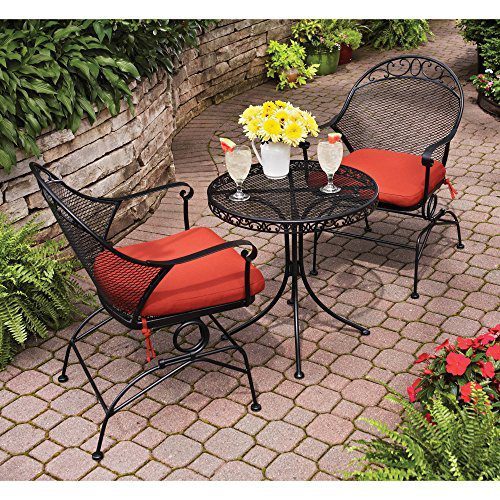 Better Homes & Gardens Clayton Court 3-Piece Motion Outdoor Bistro Set, Seats 2 for a (Red)