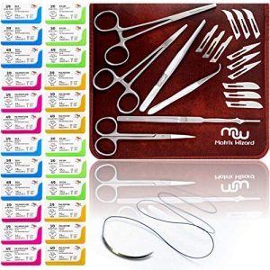 Sutures Thread with Needle Plus Training Tools - Medical Nursing Student's Surgical Practice Suture Set, Wilderness Survival Demo Kit, First Aid Field Tactical Emergency Practice