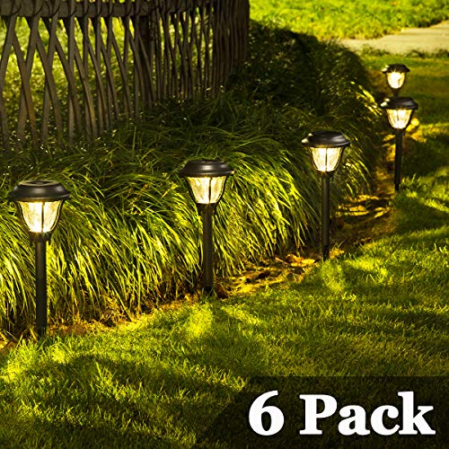 SOLPEX Solar Path Lights Outdoor, 6 Pack LED Solar Pathway Lights, Waterproof Solar Yard Lights for Yard, Patio, Landscape, Walkway (Warm White)