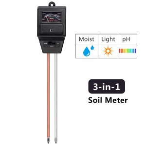 Soil pH Meter, 3-in-1 Soil Test Moisture Light pH Monitor Testing Tool Kit Indoor Outdoor Plants Vegetables Herbs Care Soil Sensor for Home, Garden, Farm and Lawn