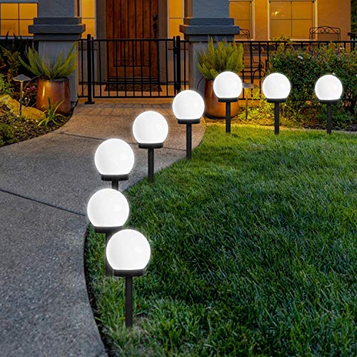 INCX Solar Lights Outdoor, 8 Pack LED Solar Globe Powered Garden Light Waterproof for Yard Patio Walkway Landscape In-Ground Spike Pathway Cool White