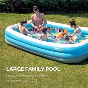 Sable Inflatable Pool, Blow Up Family Full-Sized Pool for Kids, Toddlers, Infant & Adult, 118" X 72" X 20", Swim Center for Ages 3+, Outdoor, Garden, Backyard, Summer Water Party
