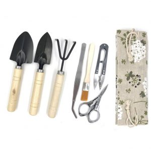 Yotek Bonsai Tree Growing Kit Succulent Gardening Tools Set of 8 pcs - Include Pruner, Fold Scissors, Mini Rake, Bud, Cleaning Brush & Leaf Trimmer (8pcs)