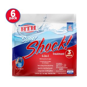 HTH 52023 Super Shock Treatment Swimming Pool Chlorine Cleaner, 1 lb (Pack of 6)