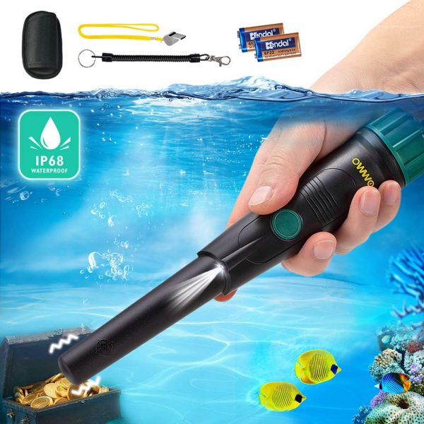 OMMO Pinpointer Metal Detector, IP68 Waterproof Metal Detector Buzzer Vibration Automatic Tuning, Pinpointer with Holster for Treasure Hunting, Included 29v Battery
