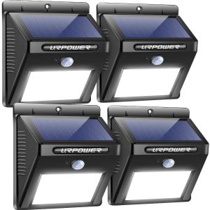 URPOWER Solar Lights Wireless Waterproof Motion Sensor Outdoor Light for Patio, Deck, Yard, Garden with Motion Activated Auto On/Off (4-Pack)