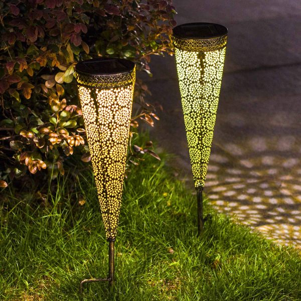[Set of 2]TAKE ME Solar Pathway Lights Garden Outdoor,Waterproof Metal Decorative Stakes for Walkway,Yard,Lawn,Patio