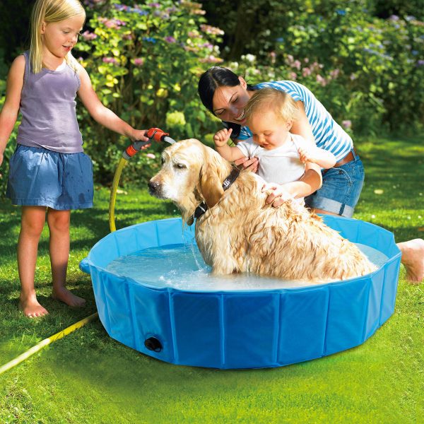 Foldable Dog Bath Pool Collapsible Dog Swimming Pool Pet Portable Bathing Tub for Kids Pets Dogs Cats - Large 47" X 12"