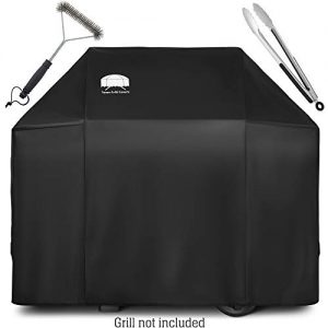 Texas Grill Covers - Grill Cover for Weber Spirit II 300, Sprit 300 and Spirit 200 Series / 7106 - Heavy Duty/Rip-Proof UV Resistant Fabric - Grill Brush and Barbecue Tongs Included- Black