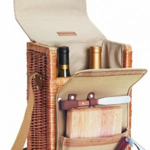 Picnic Time Corsica Insulated Wine Basket with Wine and Cheese Accessories