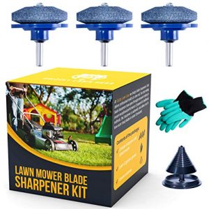 Grizzly Lawn Gear Lawn Mower Blade Sharpener Drill Attachment Kit Includes Free Blade Balancer Gloves for Power and Hand Drill Mower Blade Sharpener Lawnmower Blade Sharpener