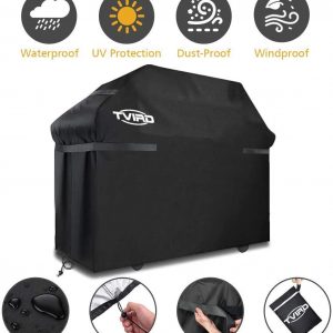 BBQ Grill Cover, Tvird Gas Grill Covers | 58-inch Light Duty Waterproof BBQ Cover | Fits Grills for Weber Char-Broil Nexgrill Brinkmann, Windproof, Rip-Proof, Weather & UV Resistant with Storage Bag