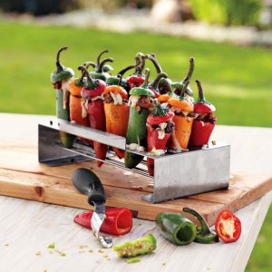 Jalapeno Grill Rack and Corer Set Barbecue Stainless Steel Chili Pepper