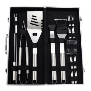 16 Piece Stainless Steel Tube Handle Barbecue Set Bbq Aluminum Box