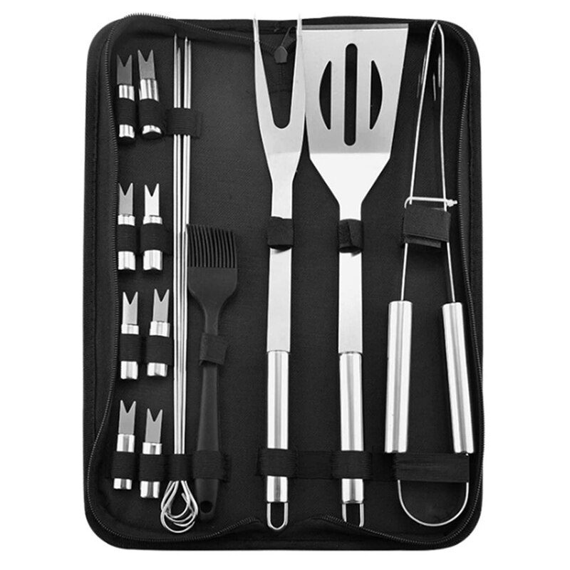 16-Piece Stainless Steel Grill Utensils, Barbecue Set for Picnics Sale ...