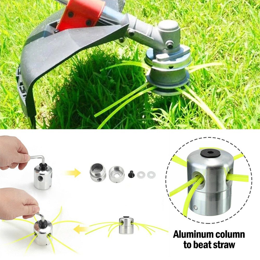 Grass Trimmer Head With 4 Lines Brush Cutter Head Lawn Mower Aluminum Grass Trimmer Head With 4 Lines Brush Cutter Head Lawn Mower Equipment Chopping Line Head for Strimmer Substitute