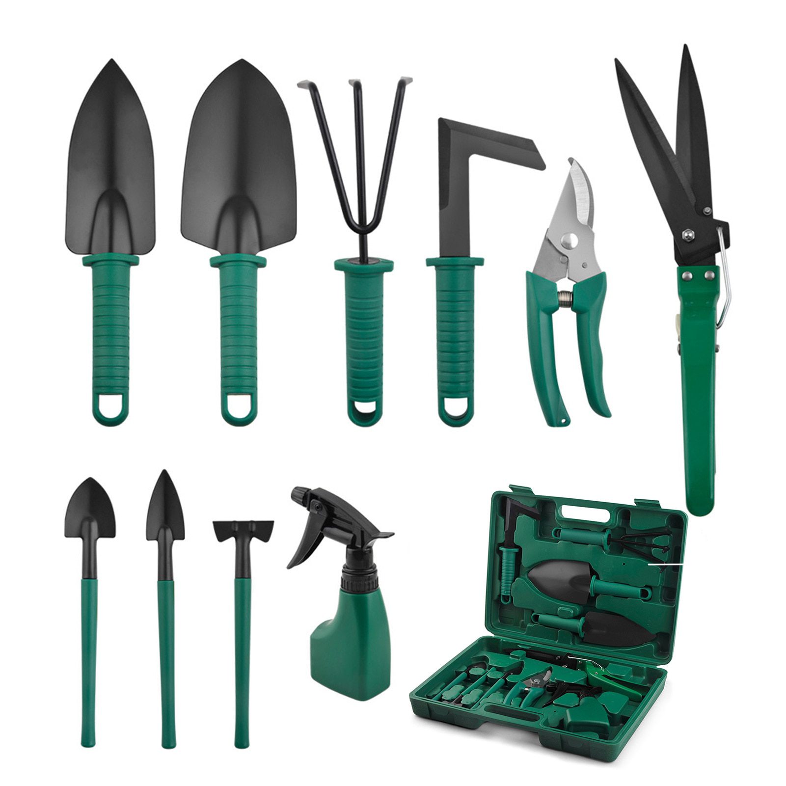 Best Gift Bonsai Gardening Hand Tool Kit For Gardener 10PCS Stainless Metal Gardening Hand Tool Kit For Gardener Heavy Responsibility Rake Shovel Scissors Weeding Knife Pruning Watering Field